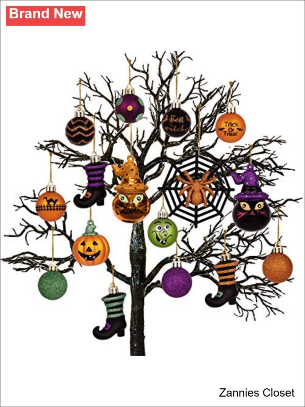👻 24ct Shatterproof Halloween Tree Ornaments Plastic Set Decor
